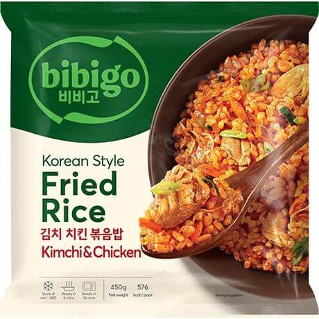 Korean style frozen roasted rice with kimchi and chicken 450g BIBIGO